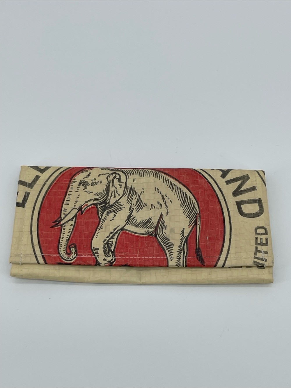 Fair Trade Recycled Cement Bag Elephant Print Foldover Wallet